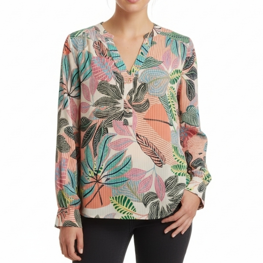 Parker St. Kitts Natik Floral Blouse Boho Chic Top‎
